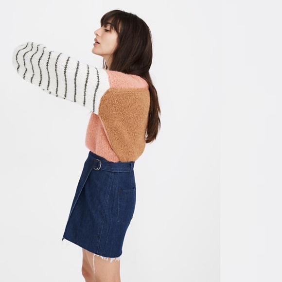 NEW Madewell Denim Raw-Hem Mini Wrap Skirt - Picture 2 of 6